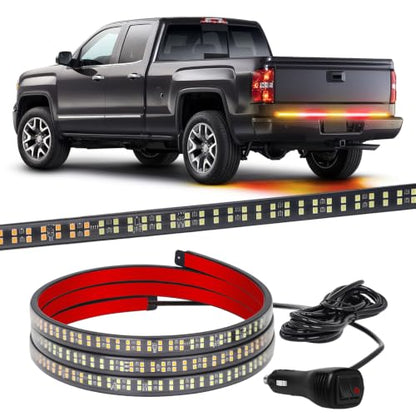XRIDONSEN 60 inch Tailgate Strobe Lights Strip Amber Red Emergency Lights - color: Amber/Red
