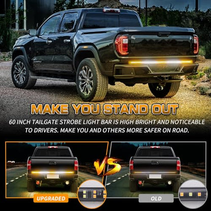 XRIDONSEN 60 inch Tailgate Strobe Lights Amber White Emergency Lights - color: Amber/White