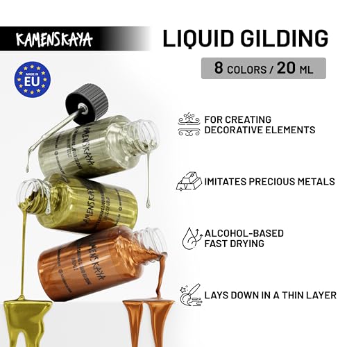KAMENSKAYA Liquid Silver Leaf Paint - Alcohol Based Fast Drying Silver Liquid Leaf, 3.38 fl oz (100 ml) - color: Silver, size: 3.38 Fl Oz (Pack of 1)