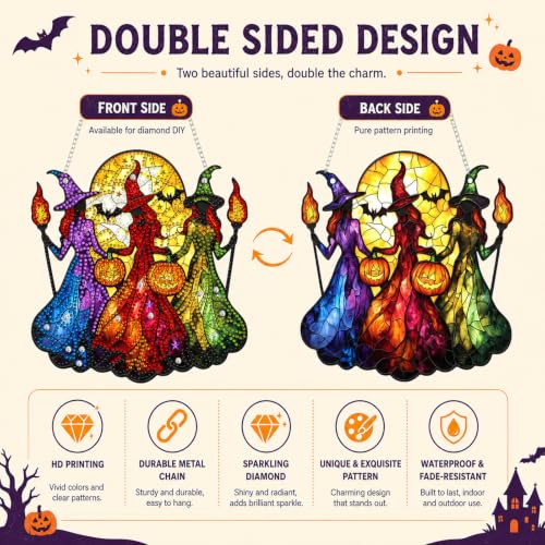 Witch Hanging Diamond Art Kits for Adults, Diamond Painting Suncatchers - color: Witch