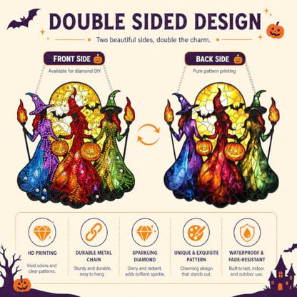 Witch Hanging Diamond Art Kits for Adults, Diamond Painting Suncatchers - color: Witch