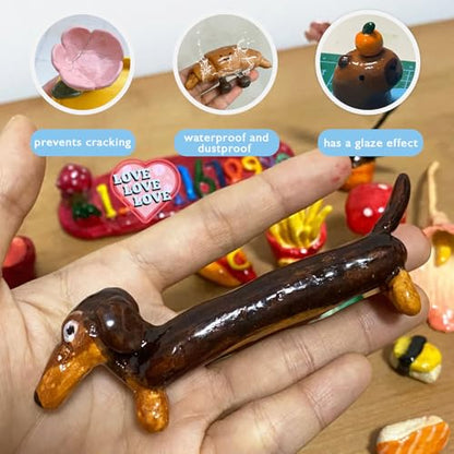 2 x 50ml Air Dry Clay Glaze, Protect Clay Surfaces, Gloss & Matte Glaze - size: gloss+matte