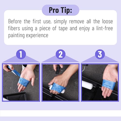 Bates- Mini Foam Paint Roller Kit, 2 Inch, 3 Pack, High-Density Foam Covers for Smooth Finish, Ideal for Walls, Doors, Cabinets and Small Projects