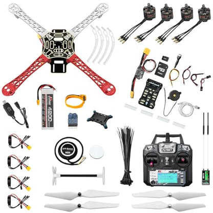 HAWK'S WORK F450 Drone Kit to build, DIY Quadcopter Set, Frame + Pixhawk + GPS + Power Module + ESC + Brushless Motor + Prop + Battery + RC Transmitter&Receiver + Accessory + Guild Book&Video