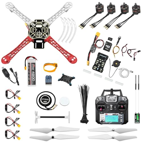 HAWK'S WORK F450 Drone Kit to build, DIY Quadcopter Set, Frame + Pixhawk + GPS + Power Module + ESC + Brushless Motor + Prop + Battery + RC Transmitter&Receiver + Accessory + Guild Book&Video
