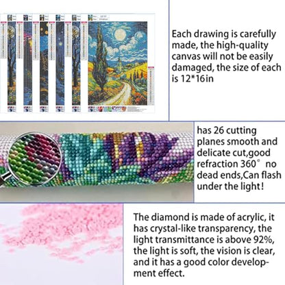 EWJRNSF 6 Pack Landscape Abstract Diamond Painting Kits for Adults DIY - color: Landscape Abstracts