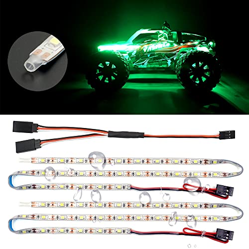 Waterproof LED Light Strips for RC Cars Trucks Airplanes Boats Drones Fixed Wing AR Wing Model Underglow Light (Green) - color: Green
