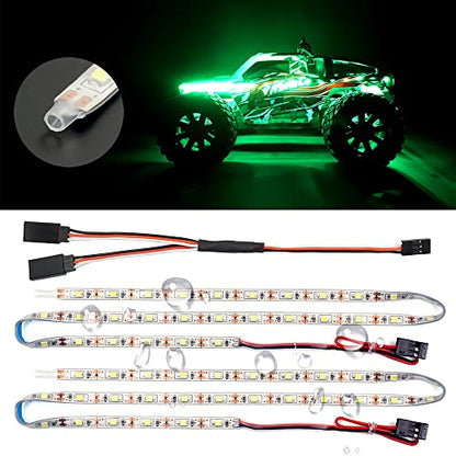 Waterproof LED Light Strips for RC Cars Trucks Airplanes Boats Drones Fixed Wing AR Wing Model Underglow Light (Green) - color: Green