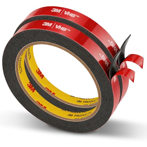 3M Double Sided Tape, Heavy Duty, 0.39" x 15.4Ft, 5925, Black, 2 Pack - size: 0.39" x 15.4Ft