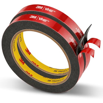 3M Double Sided Tape, Heavy Duty, 0.39" x 15.4Ft, 5925, Black, 2 Pack - size: 0.39" x 15.4Ft