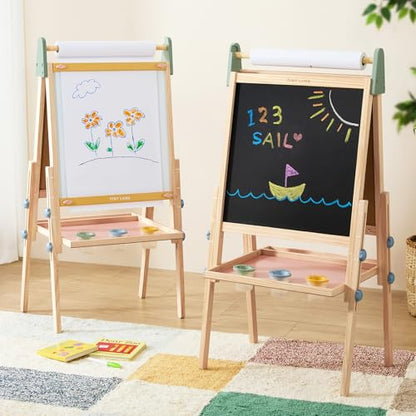 Tiny Land Wooden Easel for Kids, Art Easel with Chalkboard & Whiteboard - color: Pink