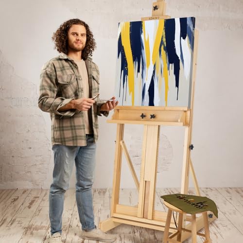 Beechwood H-Frame Artist Studio Easel with Storage Drawer, Natural - style: H Frame Easel Natural