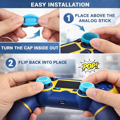 24 Pcs Controller Thumb Grips Set, 12 Pairs Thumb Stick Grip Cover, Silicone Joystick Caps, Joystick Button Caps Controller Assist for PS4/PS5(Multicolor) - color: Multicolor