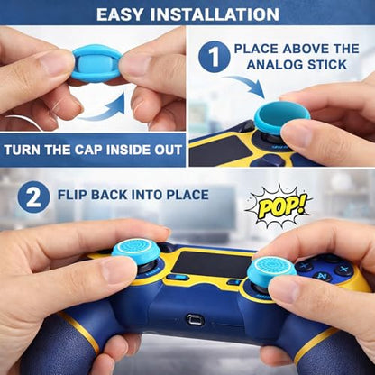 24 Pcs Controller Thumb Grips Set, 12 Pairs Thumb Stick Grip Cover, Silicone Joystick Caps, Joystick Button Caps Controller Assist for PS4/PS5(Multicolor) - color: Multicolor