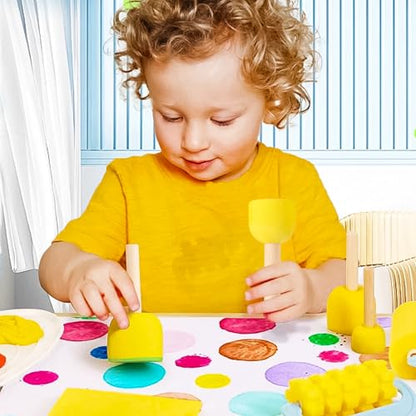 60 Pcs Round Paint Sponges Set, 5 Sizes Sponge Brushes for Painting - style: 60 Pcs Yellow