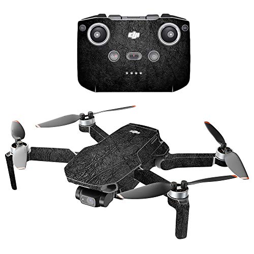 MightySkins Compatible with DJI Mini 2 Portable Drone - Black Leather | Protective, Durable, and Unique Vinyl Decal wrap Cover | Easy to Apply, Remove, and Change Styles | Made in the USA - color: Black Leather