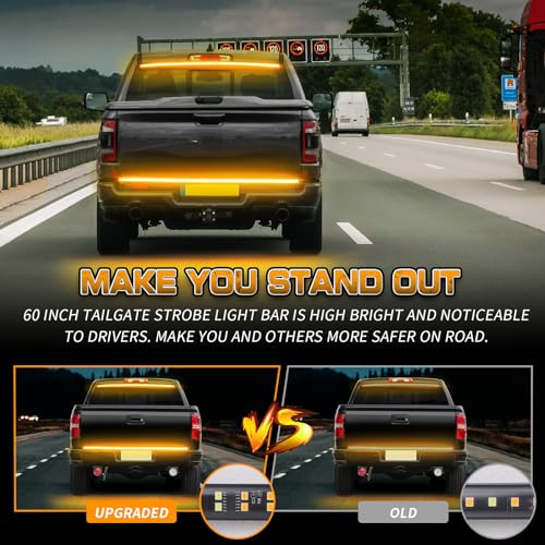 XRIDONSEN 48 inch 288 LED Tailgate Strobe Lights Amber Warning Lights - color: Amber