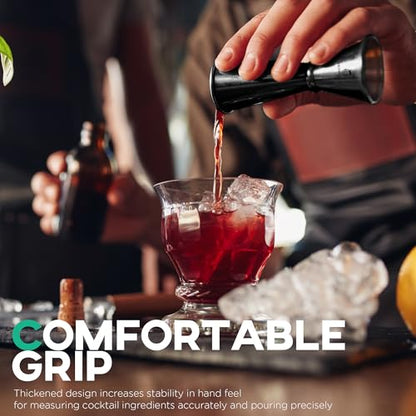 Homestia Jigger for Bartending, 2 oz 1oz Double Measure Cocktail Cup, Black - color: 1-Pack Black