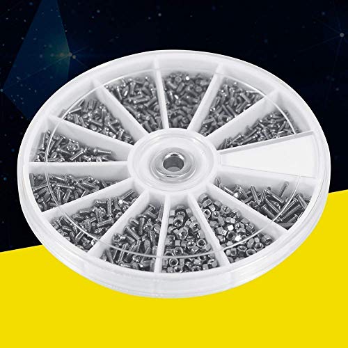 Screws and Nuts Assortment Kit 600pcs Small Nut Bolt Set Tiny Screw Electronics Hardware Fasteners Repair Tool with Storage Box for Watches Glassess