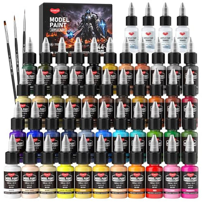 Smallbudi 44 Colors Model Paint Set 20ml/0.6Oz Miniature Acrylic Paint - color: 44 Colors with 4 Thinner