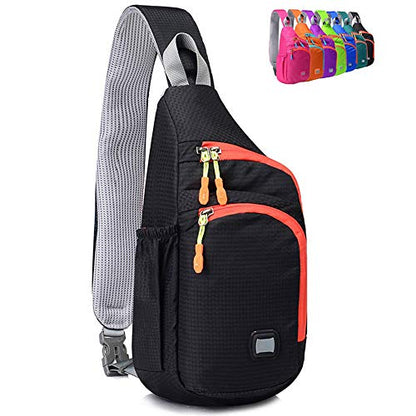 Peicees Small Sling Backpack Waterproof Unisex Shoulder Bag Chest Crossbody Daypack - color: Black, size: Medium