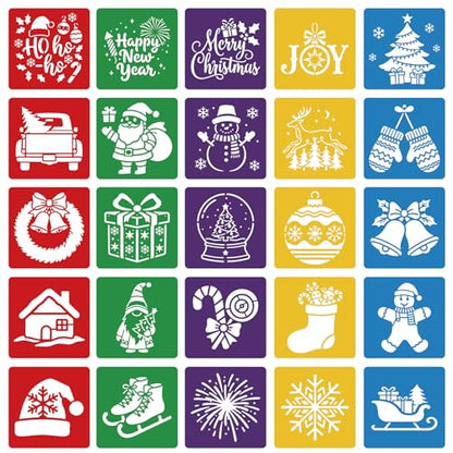 CUTHOLLOW 25 PCS Christmas Theme Painting Shape Stencils Sets - style: Christmas Theme