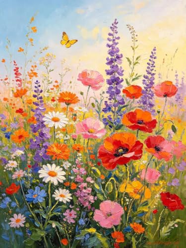 YOLENIX Flowers Paint by Numbers Kit for Adults Beginner (Without Frame) - color: YH05696