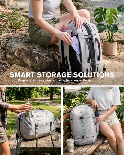 Tolaccea Travel Backpack 40-50L, 16" Laptop Carry On Duffle for Travel Work - color: Light Gray