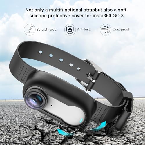 PULUZ Silicone Wrist Strap Case for Insta360 GO 3/3S, POV Mount (Black) - color: Black