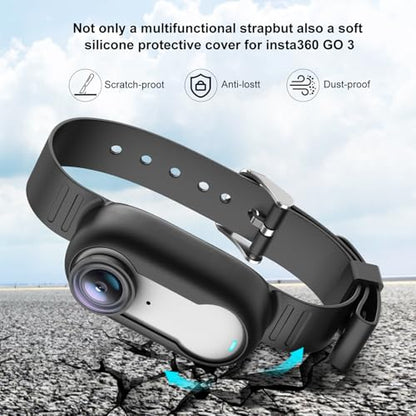 PULUZ Silicone Wrist Strap Case for Insta360 GO 3/3S, POV Mount (Black) - color: Black