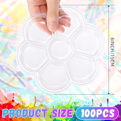 100 Pcs Large Clear Paint Tray Palette, Plum Blossom 7 Square - style: Plum Blossom 7 Square