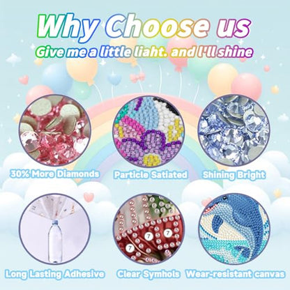 WEMEON Dolphin Diamond Art Kits for Kids with Frame - color: Dolphin