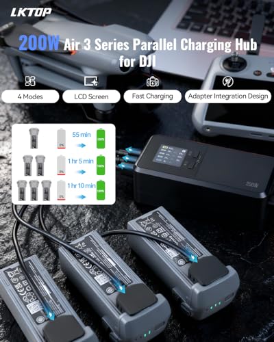 LKTOP 200W Air 3/Air 3S Parallel Charging Hub for DJI/Specta Air3 Series