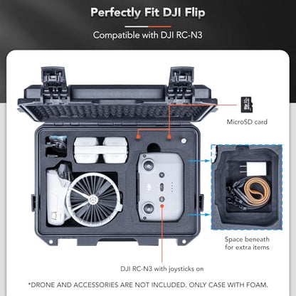 Lykus Titan FP110 Waterproof Hard Case for DJI Flip and DJI RC 2/RC-N3 - color: Black