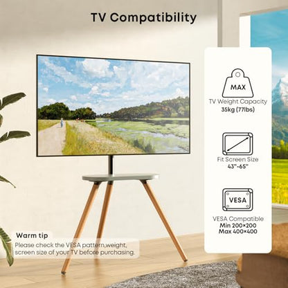 Easel TV-Stand for 43-65‘‘ TVs - Tripod, Swivel, Portable, Black Walnut - color: Black
