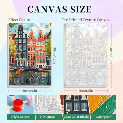 Camocin 4 Pack Framed Paint by Numbers Kit for Adults with Wooden Easel - color: LBOP4PF02