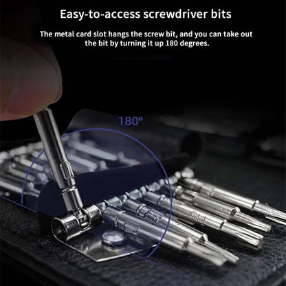 Precision Screwdrivers, 25-1 Repair Kit, Screwdriver Set with Leather Case, Professional Opening Tools for Mobile Laptop Glasses, Star/Y-type/Flat-blade/Triangle Screwdrivers