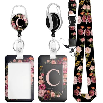 C Retractable Badge Holder Reel with Detachable Breakaway Lanyard for Her - color: C