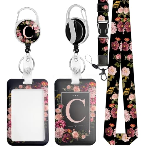 C Retractable Badge Holder Reel with Detachable Breakaway Lanyard for Her - color: C