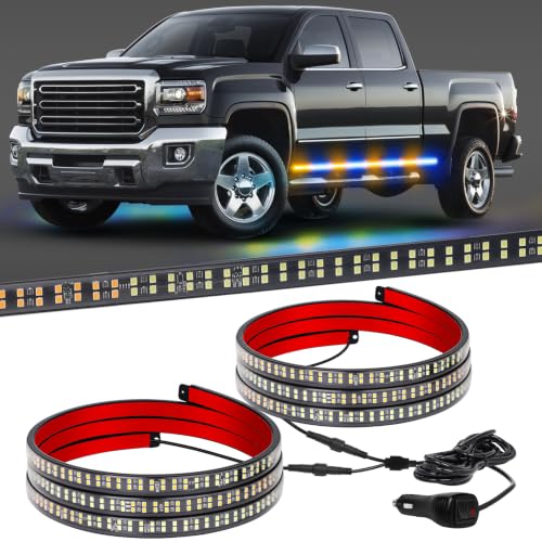 XRIDONSEN 2 Pack 70-Inch 864 LED Running Board Strobe Lights - color: Amber/Blue