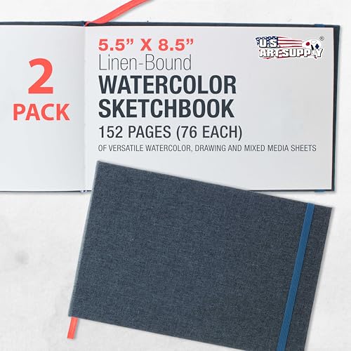 U.S. Art Supply 5.5" x 8.5" Watercolor Book (2 Pack, 76 Sheets Each) - size: 5.5-x-8.5-inch