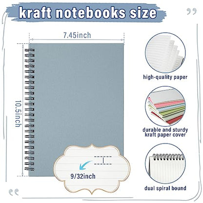 Fuutreo 6 Pack Spiral Notebook 10.5x7.45 Notebook,Pastel,Morandi - color: Pastel
