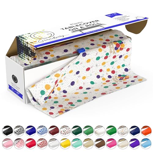 Grandipity Plastic Table Cloth Roll - 54in x 300 Ft. Table Cover - color: Happy Birthday, size: 3600" x 54" (Rectangular)