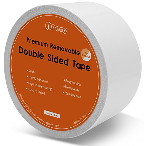 i frmmy Removable Clear Double Sided Sticky Tape- No Residue, 2 Inches x 20 Yards - size: 2 Inches x 20 Yards