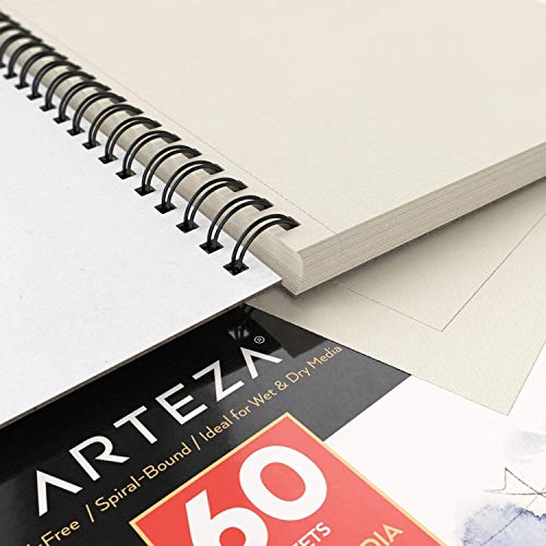 ARTEZA Mixed Media Pads, 9 x 12 in, Spiral, 2 Pack, 60 Sheets Each - size: 9"x12" (Pack of 2)