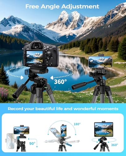MACTREM 67" iPad Tripod Stand for Tablet Phone Camera with Remote Mount - color: Grey