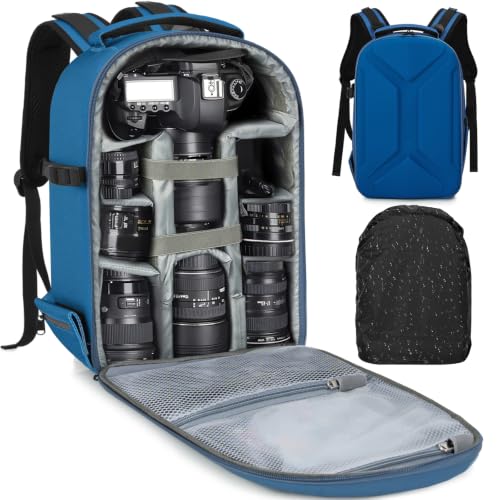 TORIBIO Large Hardshell Camera Backpack DSLR/SLR/Mirrorless Photography Bag - color: Blue