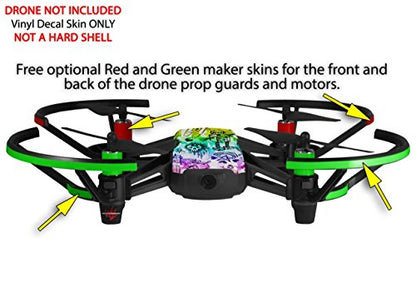 Skin Decal Wrap 2 Pack Compatible with DJI Ryze Tello Scene Kid Sketches Rainbow Drone NOT Included