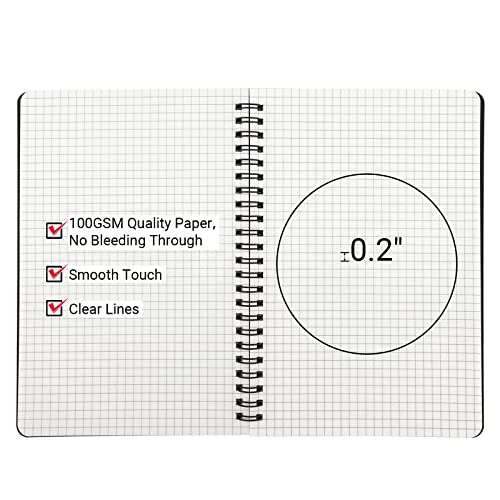 EUSOAR Graph Paper Notebook, A5 6Packs 5.5"x8.3" 120 Pages Hardcover Grid Paper Notebook Journals, Wirebound Journal Composition Notebook for Engineering Math Science College Office Note Taking-Black - size: A5, style: Graph