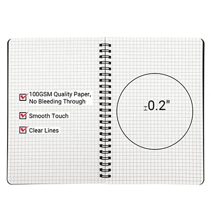 EUSOAR Graph Paper Notebook, A5 6Packs 5.5"x8.3" 120 Pages Hardcover Grid Paper Notebook Journals, Wirebound Journal Composition Notebook for Engineering Math Science College Office Note Taking-Black - size: A5, style: Graph